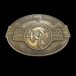 Billy Mills 40 Anniversary Running‎ Strong for American Indian Youth Belt Buckle